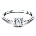 Square Halo Diamond Engagement Ring with 0.25ct G/SI in 18k White Gold - All Diamond