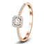 Anillo de compromiso con halo de diamantes cuadrados con G/SI de 0,35 ct en oro rosado de 18 k