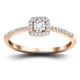 Square Halo Diamond Engagement Ring with 0.35ct G/SI in 18k Rose Gold - All Diamond