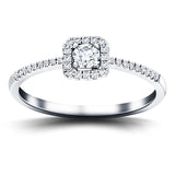 Square Halo Diamond Engagement Ring with 0.35ct G/SI in 18k White Gold - All Diamond