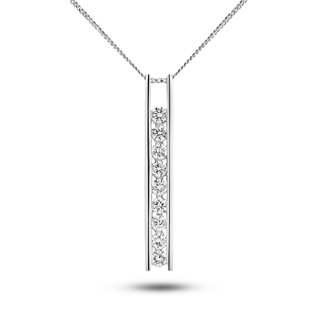 Stunning Diamond Drop Pendant Necklace 0.50ct G/SI in 18k White Gold - All Diamond