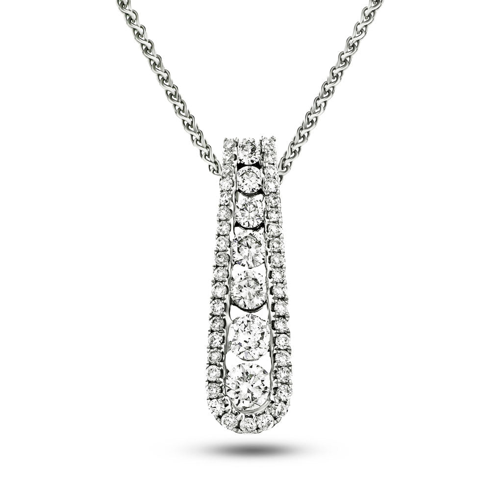 Stunning Diamond Drop Pendant Necklace 0.60ct G/SI in 9k White Gold - All Diamond