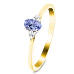 Tanzanite 0.25ct Diamond 0.03ct Cluster Ring 9k Yellow Gold - All Diamond