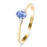 Tanzanite 0.25ct Diamond 0.05ct Three Stone Ring 9k Yellow Gold - All Diamond