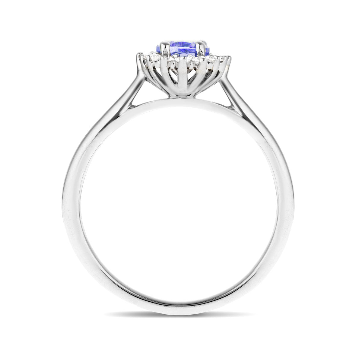 Tanzanite 0.40ct and Diamond 0.10ct Ring In 9K White Gold - All Diamond