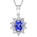 Tanzanite 0.75ct & 0.60ct G/SI Diamond Necklace in 18k White Gold - All Diamond