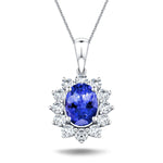 Tanzanite 1.30ct & 0.60ct G/SI Diamond Necklace in 18k White Gold - All Diamond