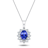 Tanzanite 1.30ct & 0.60ct G/SI Diamond Necklace in 18k White Gold - All Diamond