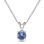 Tanzanite Solitaire Necklace Pendant 0.55ct in 9k White Gold 5.0mm - All Diamond