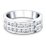 Two-Row Channel Half Eternity Diamond Ring 0.50ct 18k White Gold 5.0mm - All Diamond