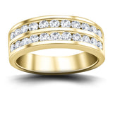 Two-Row Channel Half Eternity Diamond Ring 0.50ct 18k Yellow Gold 5.0mm - All Diamond