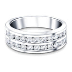 Two-Row Channel Half Eternity Diamond Ring 0.75ct in Platinum 6.4mm - All Diamond