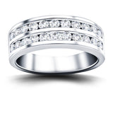 Two-Row Channel Half Eternity Diamond Ring 1.00ct in Platinum 6.7mm - All Diamond