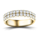 Two Row Diamond Half Eternity Ring 0.85ct 18k Yellow Gold 4.3mm - All Diamond