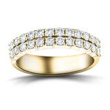 Two Row Diamond Half Eternity Ring 0.85ct 18k Yellow Gold 4.3mm - All Diamond