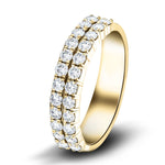 Two Row Diamond Half Eternity Ring 0.85ct 18k Yellow Gold 4.3mm - All Diamond