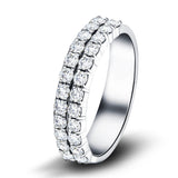 Two Row Diamond Half Eternity Ring 1.55ct 18k White Gold 5.8mm - All Diamond