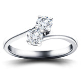 Two Stone Diamond Ring 0.80ct G/SI in 18k White Gold - All Diamond