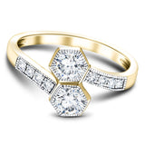 Two Stone Diamond Ring with Side Stones 0.85ct G/SI in 18k Yellow Gold - All Diamond