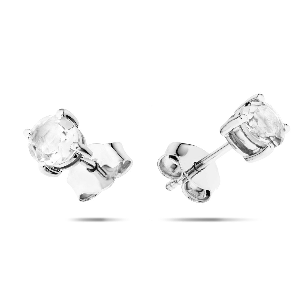 White Topaz Solitaire Earrings 1.00ct in 9k White Gold 5.0mm - All Diamond